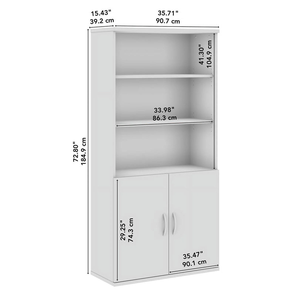 Tall 5 Shelf Bookcase with Doors Engineered Wood E85423