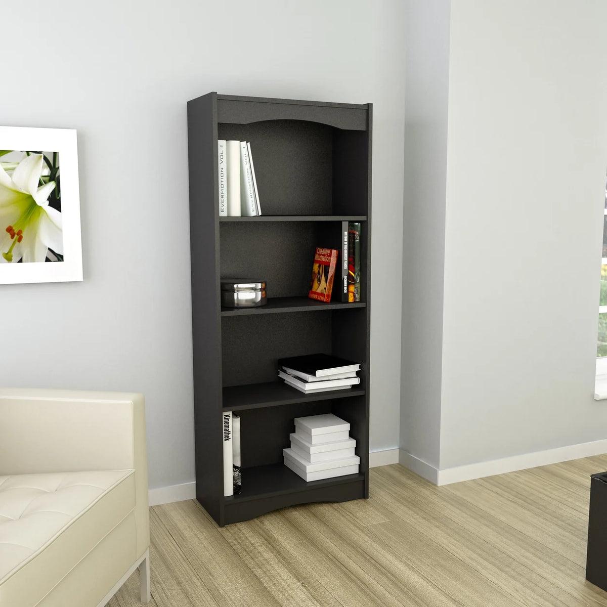 Black 60" Tall Bookcase H2372