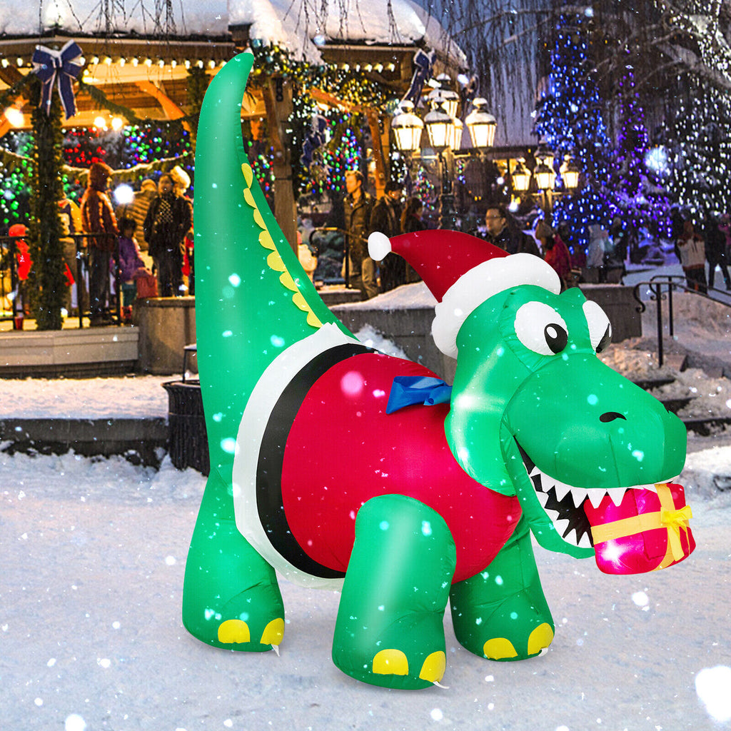 6 FT Christmas Inflatable Dinosaur with Gift Box LED Lights & Blower Z423836