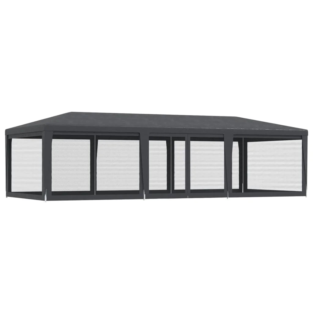 Party Tent with 8 Mesh Sidewalls Anthracite 29.5'x13.1' HDPE B82250