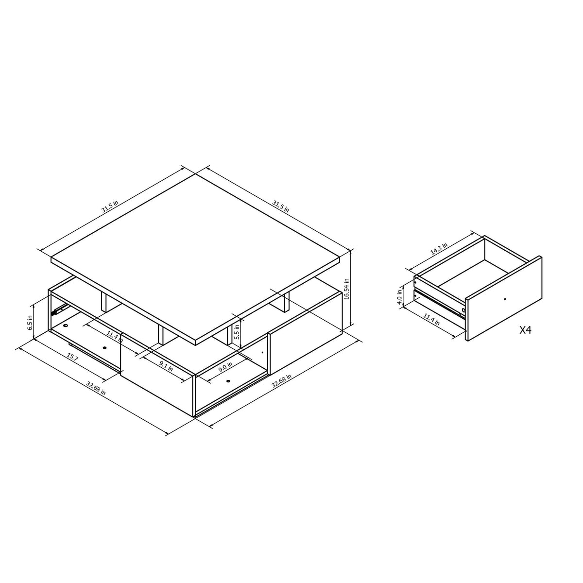 Espresso Storage Coffee Table Q511