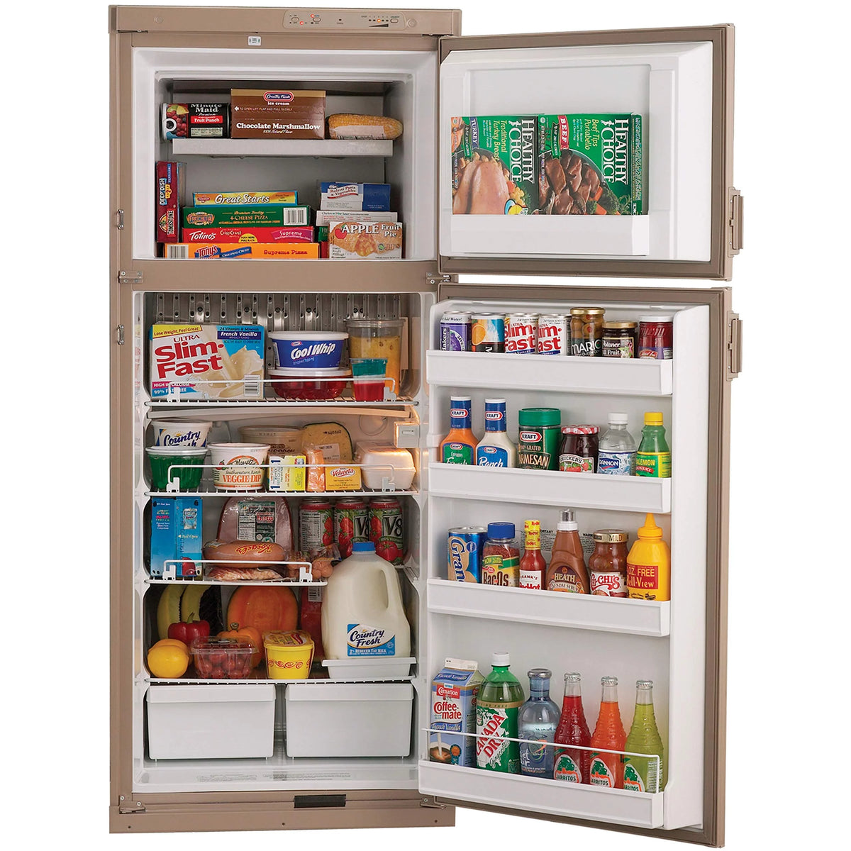 2-Way Double Door Refrigerator with Thermostat Control, Black Metal Frame, 8 Cu Ft L7823