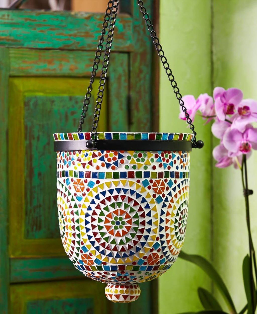 Multi-Color Mosaic Hanging Lantern G3668