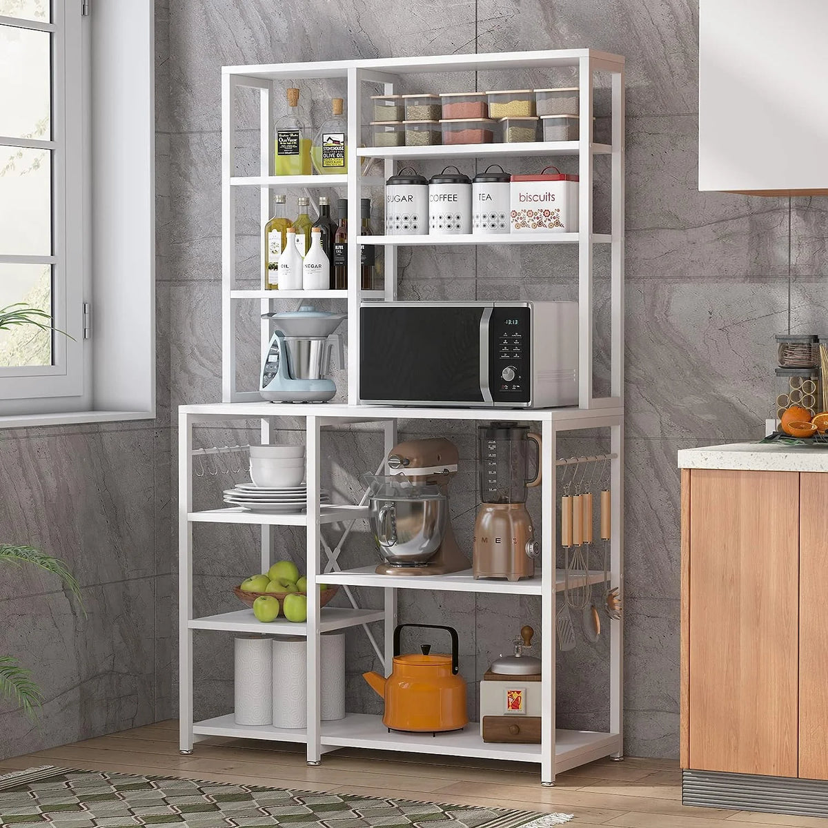 White Utility Storage Shelf Microwave Stand P950
