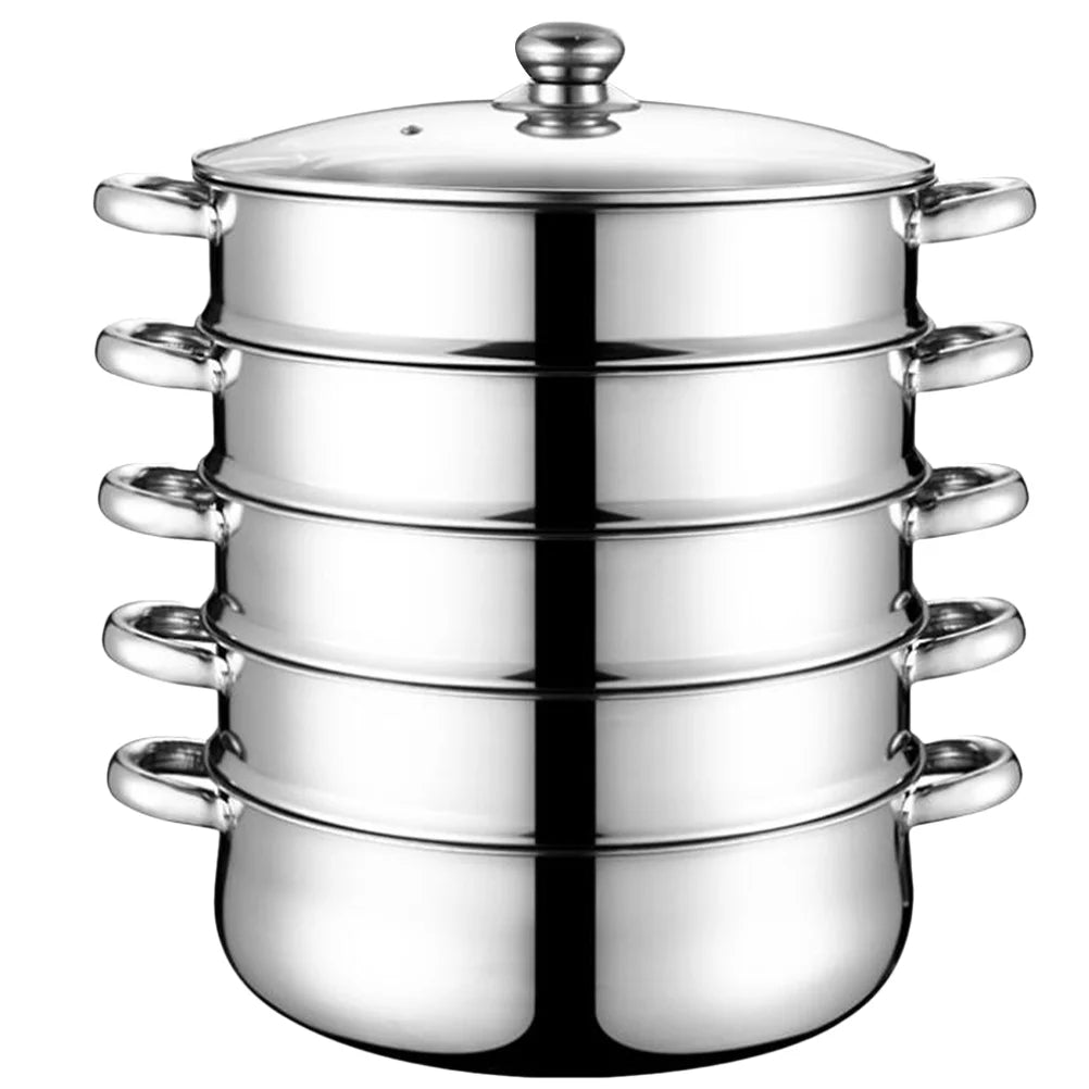 Stainless Steel Steamer Stockpot Soup Pot Silver 28cm E515505
