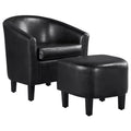 Black Faux Leather Accent Chair and Ottoman Set I89391