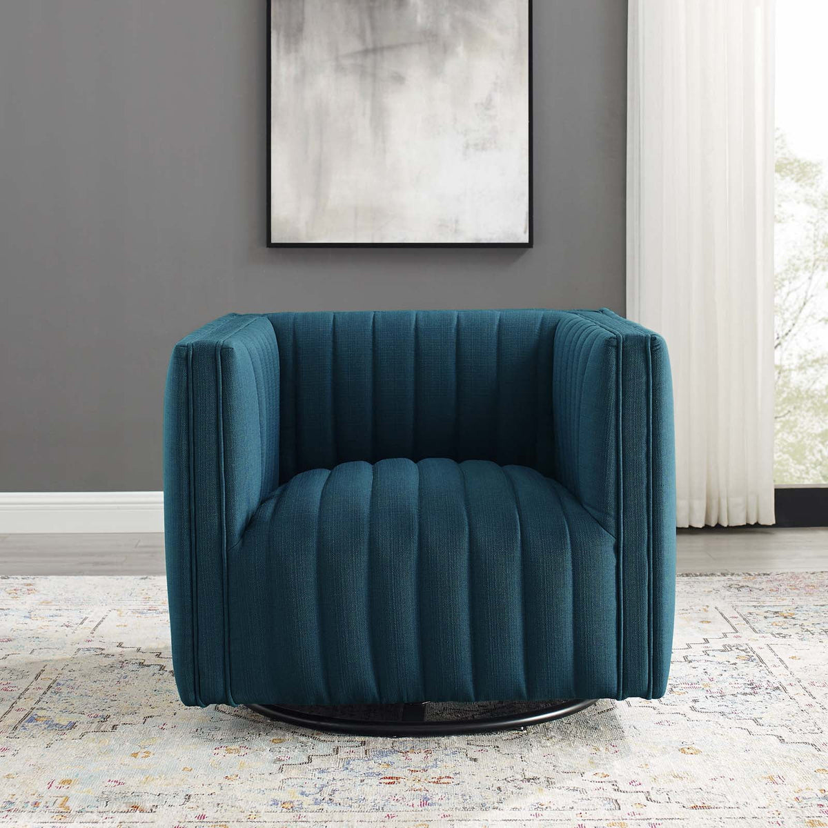 Azure Tufted Swivel Upholstered Armchair N132