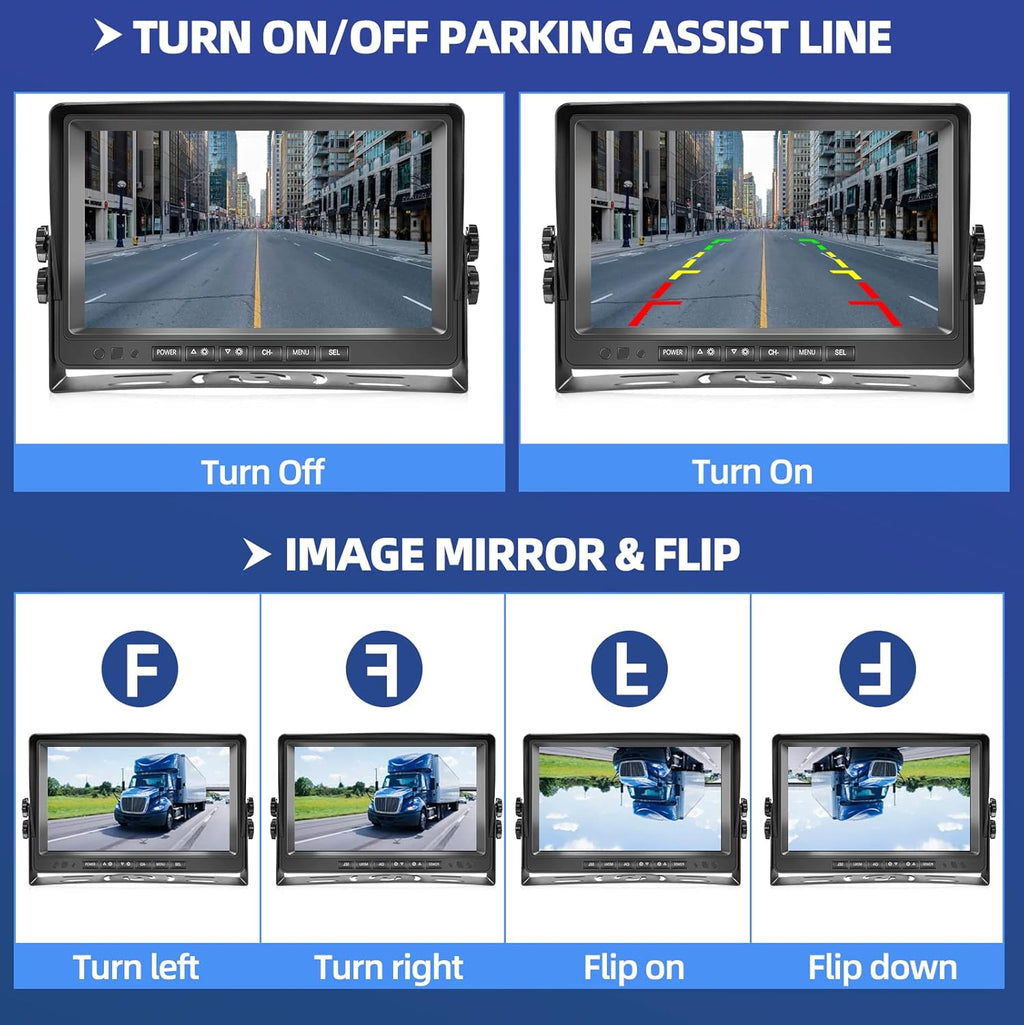 9 Inch HD 1080P Split Screen DVR Monitor Wired Rear View Camera O83076