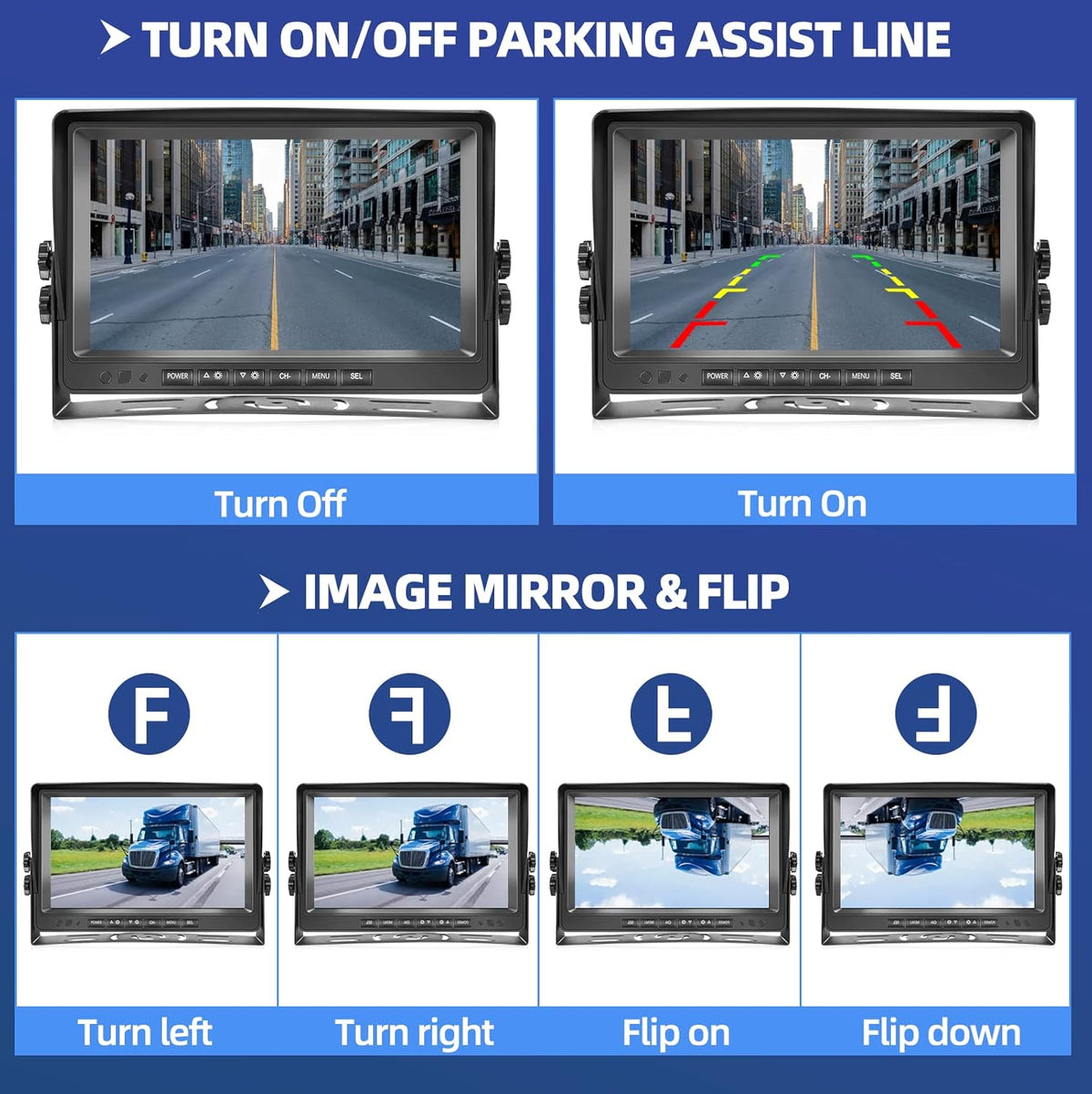 9 Inch HD 1080P Split Screen DVR Monitor Wired Rear View Camera O83076