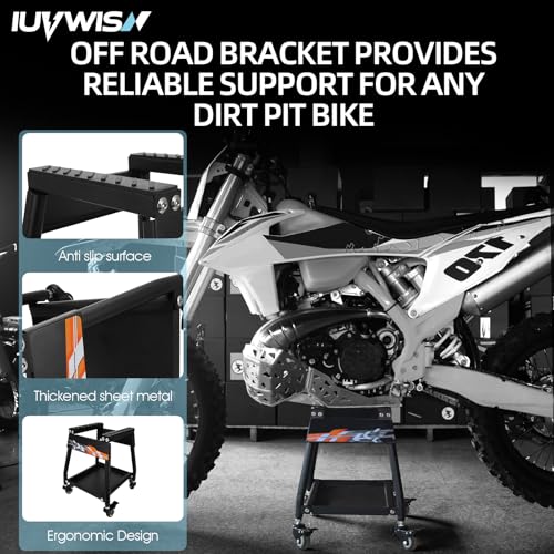 Black Movable Dirt Bike Stand with Wheels W732864