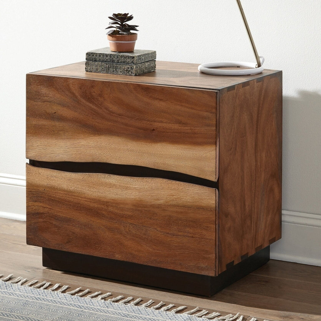 Smokey Walnut and Coffee Bean 2-drawer Nightstand R648