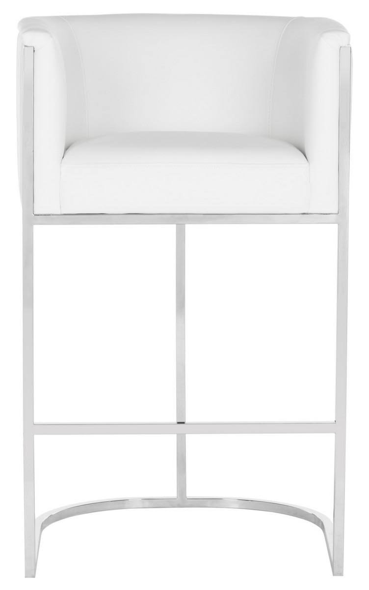 White Leather Bar Stool T7222