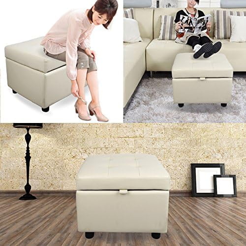 Black Tufted Leather Flip Top Ottoman Y8322