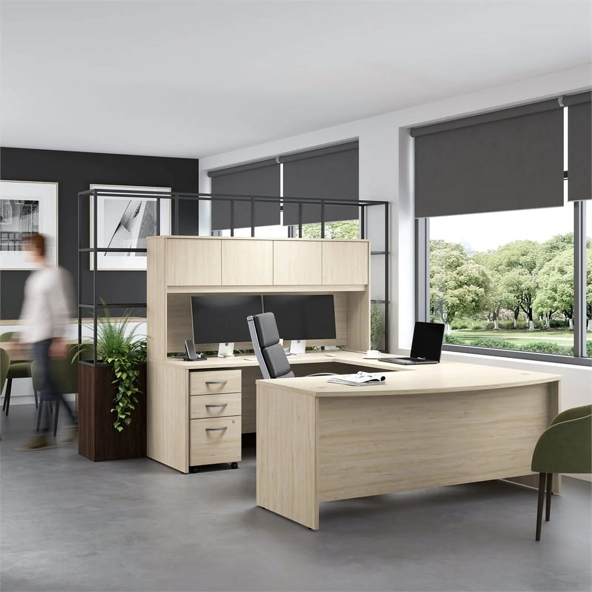 Tall 5 Shelf Bookcase with Doors Engineered Wood E85423