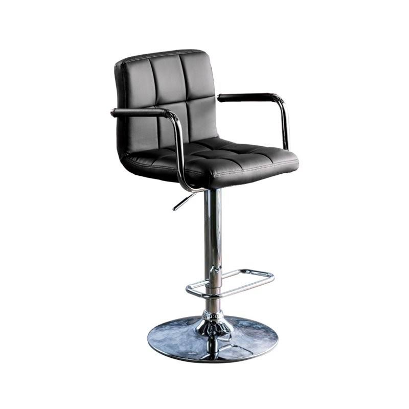 Black Leather Adjustable Bar Stool D291