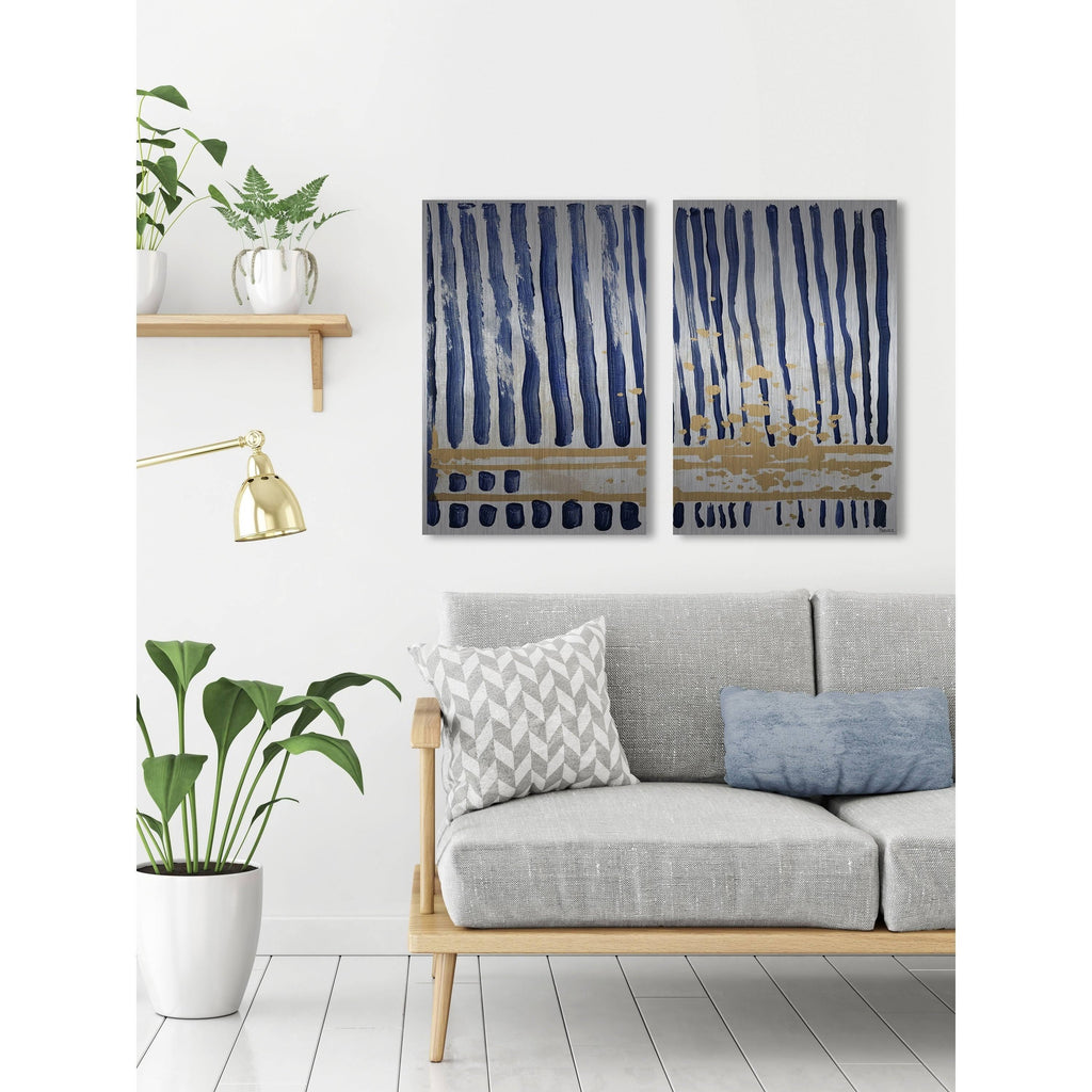 Blue Verticals Diptych - 48 x 36 E8136
