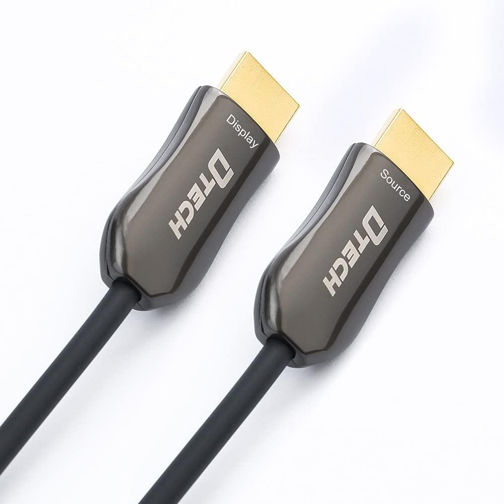 100m Slim Fiber Optic HDMI Cable 2.0 UHD 4K 60Hz 18Gbps Black Pack of 2 L48016