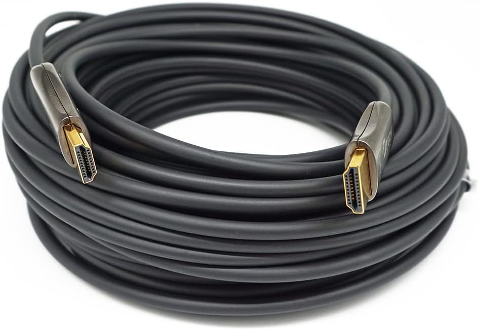 100m Slim Fiber Optic HDMI Cable 2.0 UHD 4K 60Hz 18Gbps Black Pack of 2 L48016