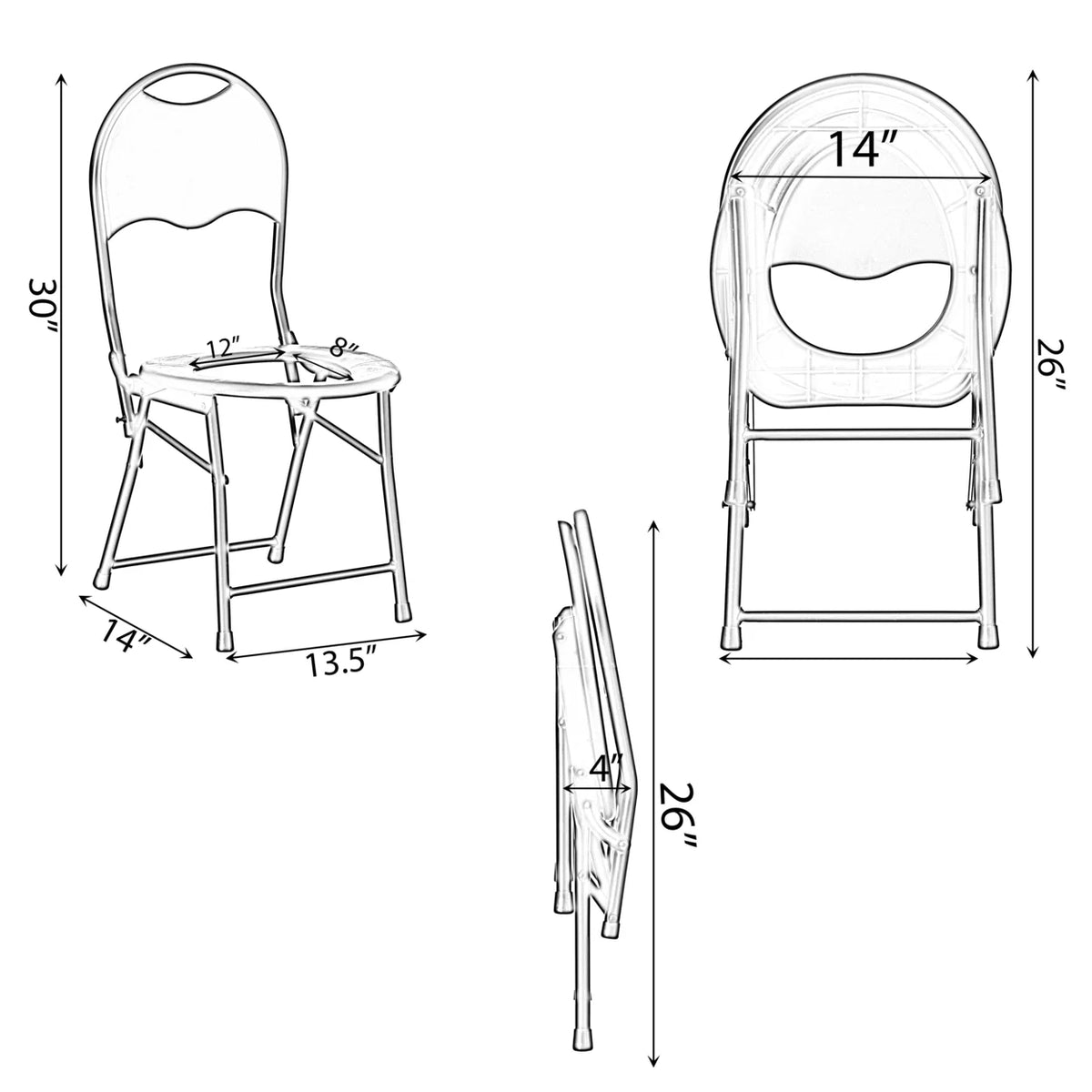 Black Folding Portable Toilet Seat with Backrest O77617
