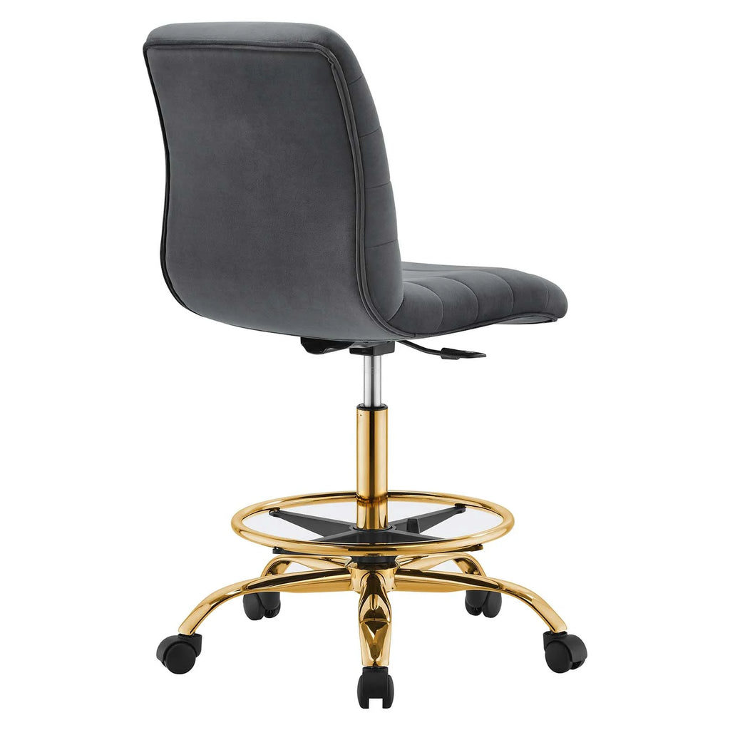 Gray Velvet Armless Drafting Chair S1752