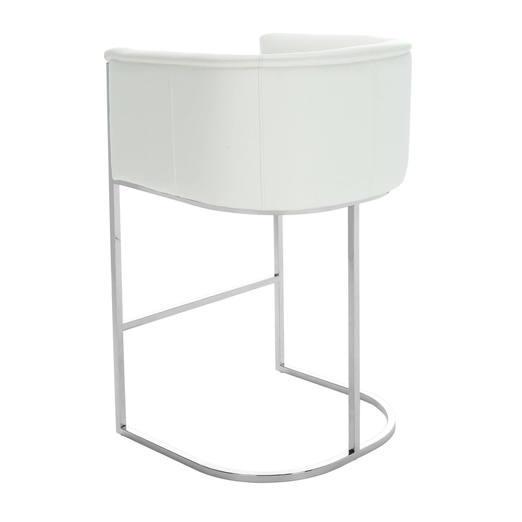 White Leather Bar Stool T7222