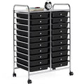 20 Drawers Metal Frame Storage Cart with Lockable Wheels, Black T72369