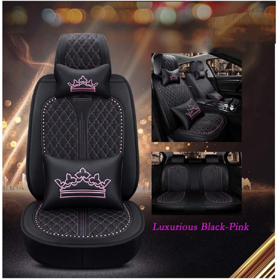 Luxury Black-Pink Car Seat Covers 5 Seats Full Set S343495