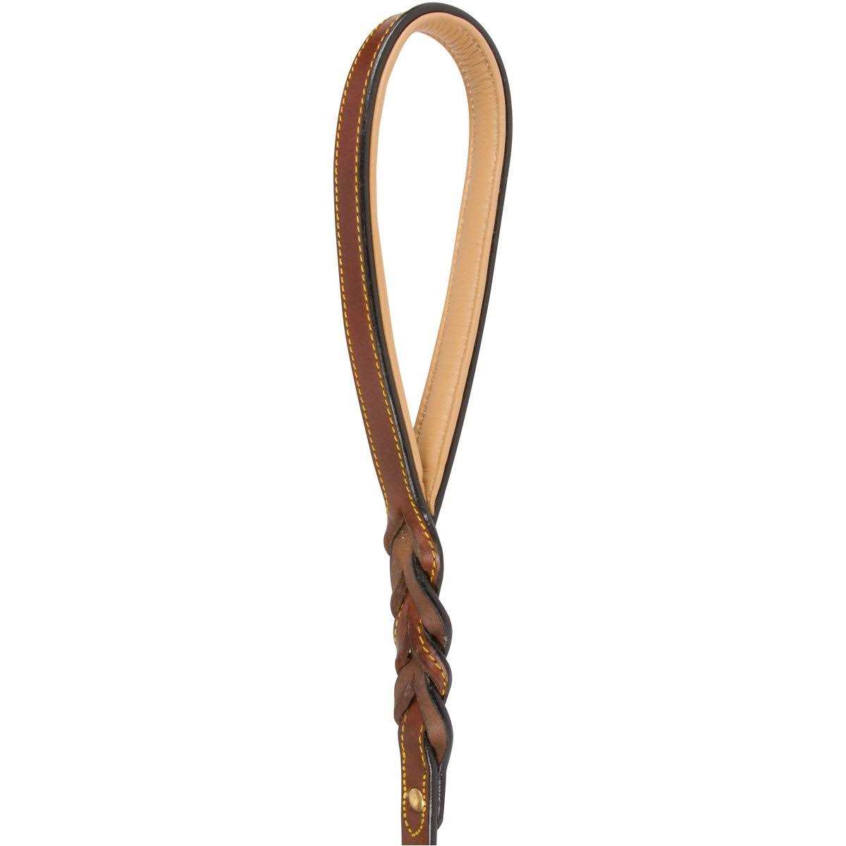 6 Foot Braided Leather Dog Leash with Traffic Handle Q4046