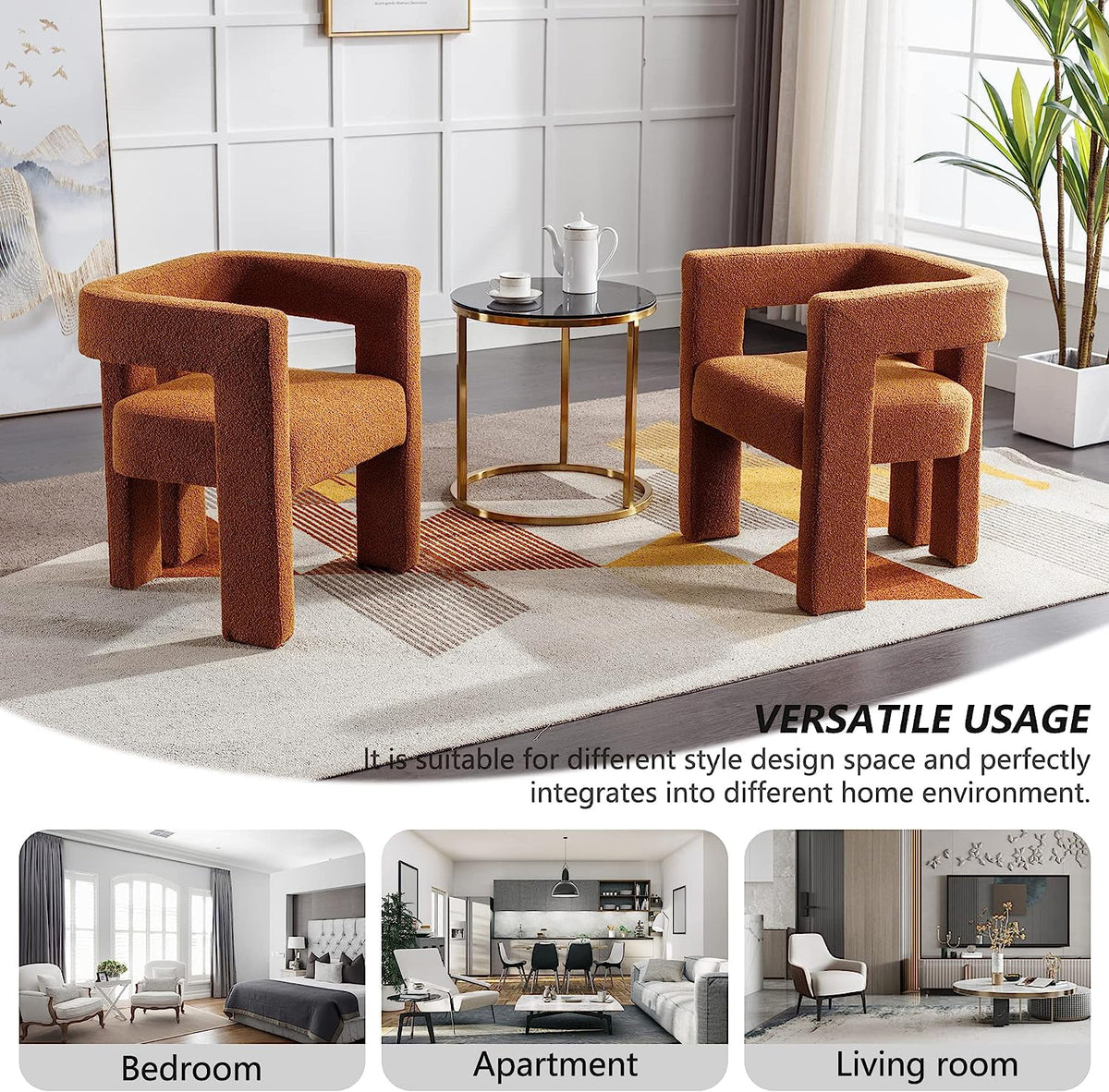 Boucle Upholstered Dining Chair Set of 2 C319731