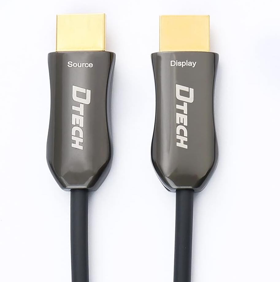 100m Slim Fiber Optic HDMI Cable 2.0 UHD 4K 60Hz 18Gbps Black Pack of 2 L48016