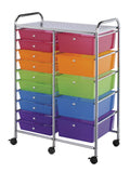 Blue Hills Studio Double Storage Cart with 15 Drawers Multi C853