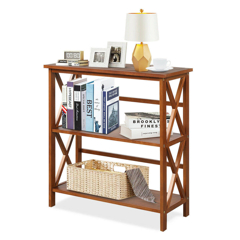 3-Tier Wooden Open Shelf Bookcase Natural G388306