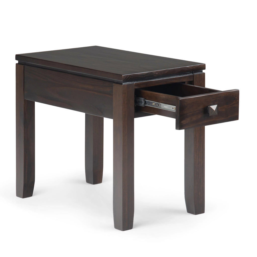 Solid Wood 14 inch Wide Rectangle Narrow Side Table in Mahogany Brown S41149