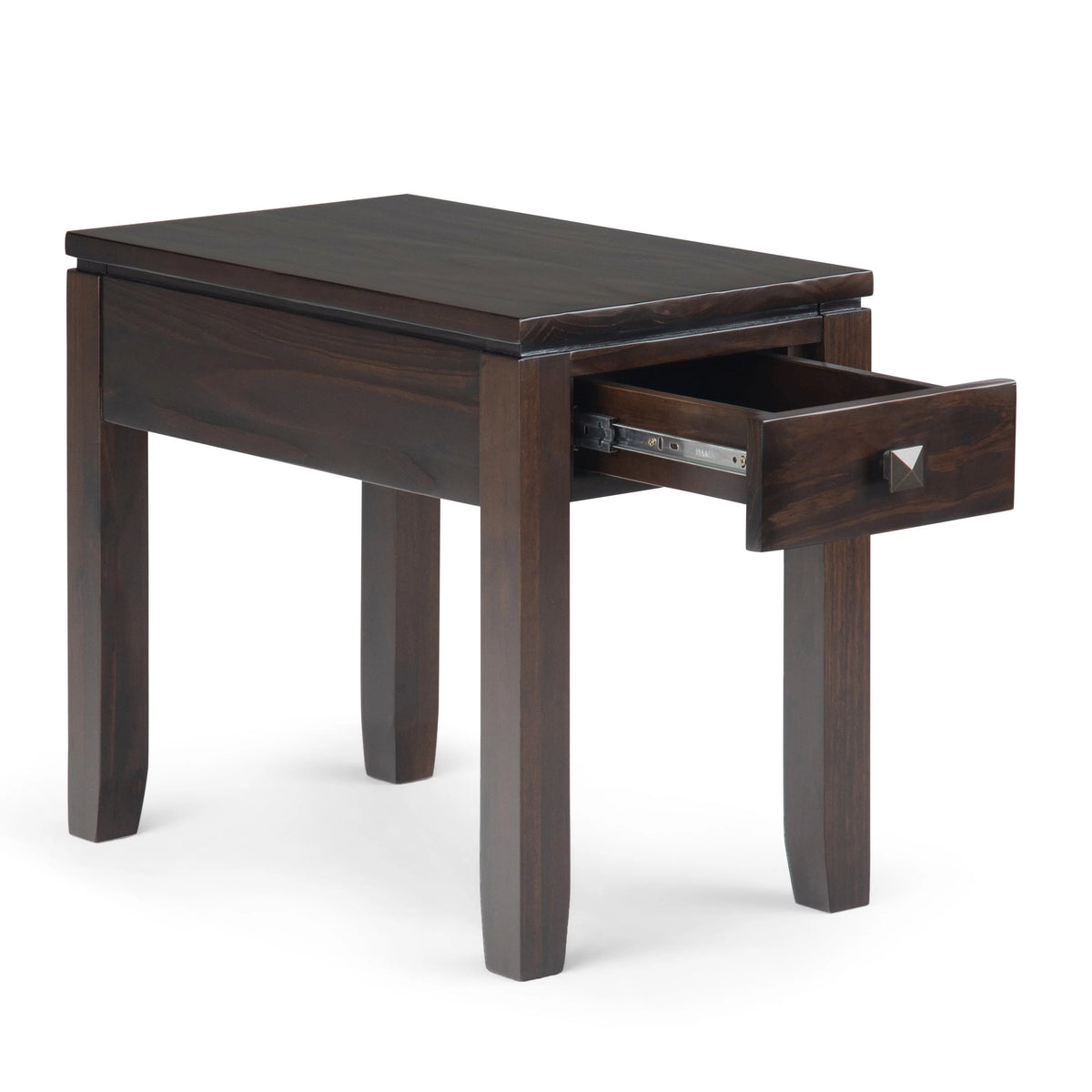 Solid Wood 14 inch Wide Rectangle Narrow Side Table in Mahogany Brown S41149