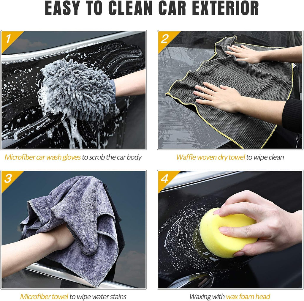 12 Pcs Car Wash Kit with Microfiber Towels and Storage Box P497