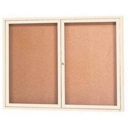 Ivory Aluminum Framed Enclosed Bulletin Board 24 x 12 in. Z20683