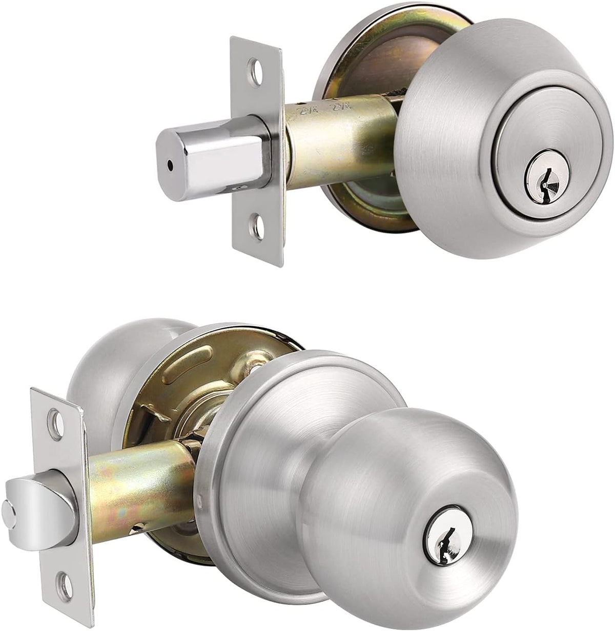 Front Door Handleset with Single Cylinder Deadbolt in Satin Nickel Finish T908784