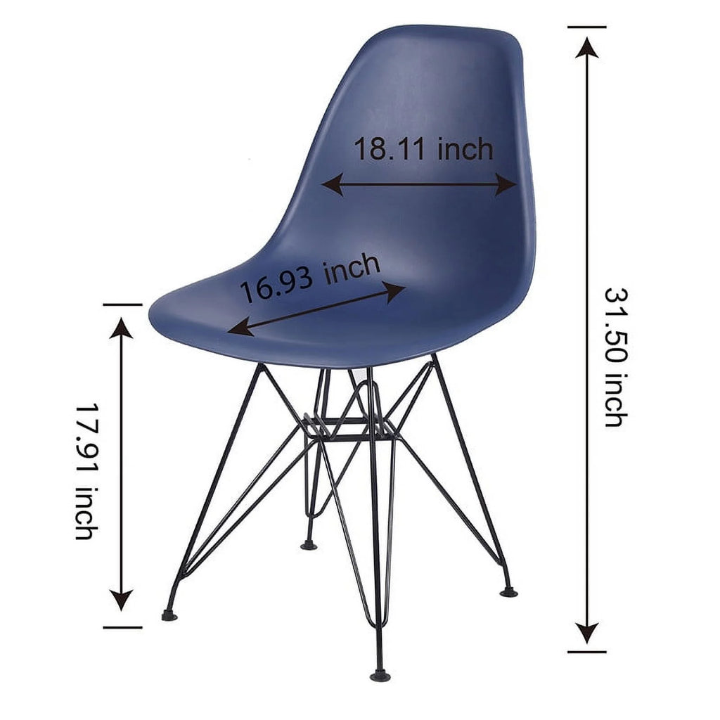 Blue Plastic Modern Dining Chairs Set of 2 Q48358