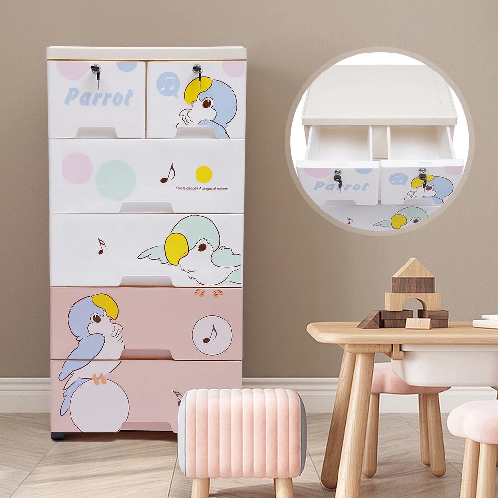 Plastic 6 Drawer Rolling Dresser Storage Cabinet C473
