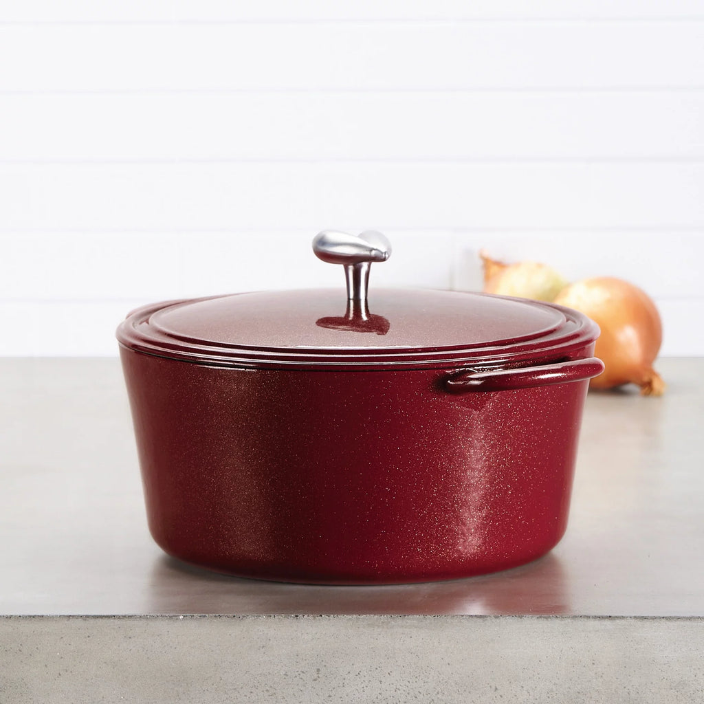 Cast Iron Enamel Covered Dutch Oven 6-Quart Sienna Red P72458