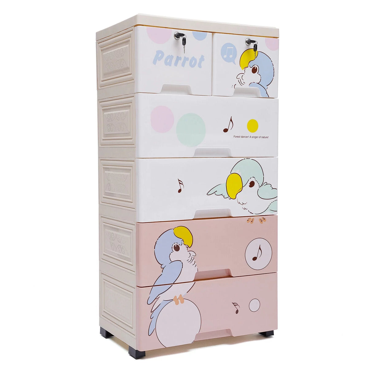 Plastic 6 Drawer Rolling Dresser Storage Cabinet C473