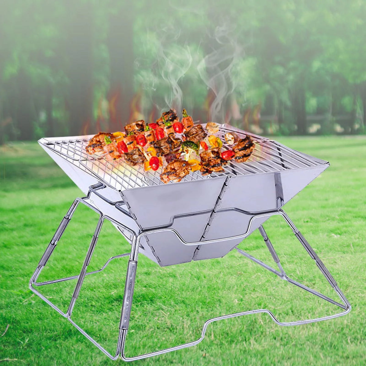 Folding Stainless Steel Campfire Grill Z83731