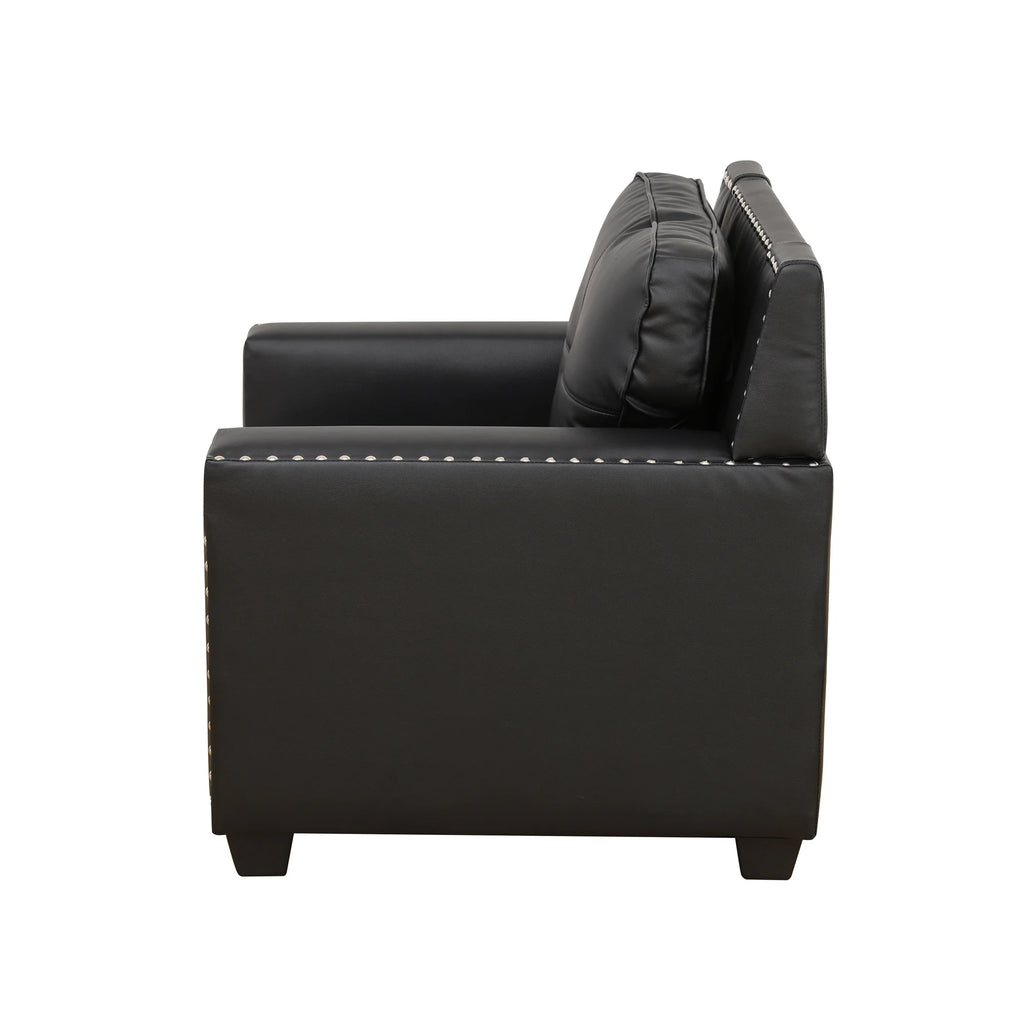 Black Leather Upholstered Accent Chair with Nailhead Trim K420