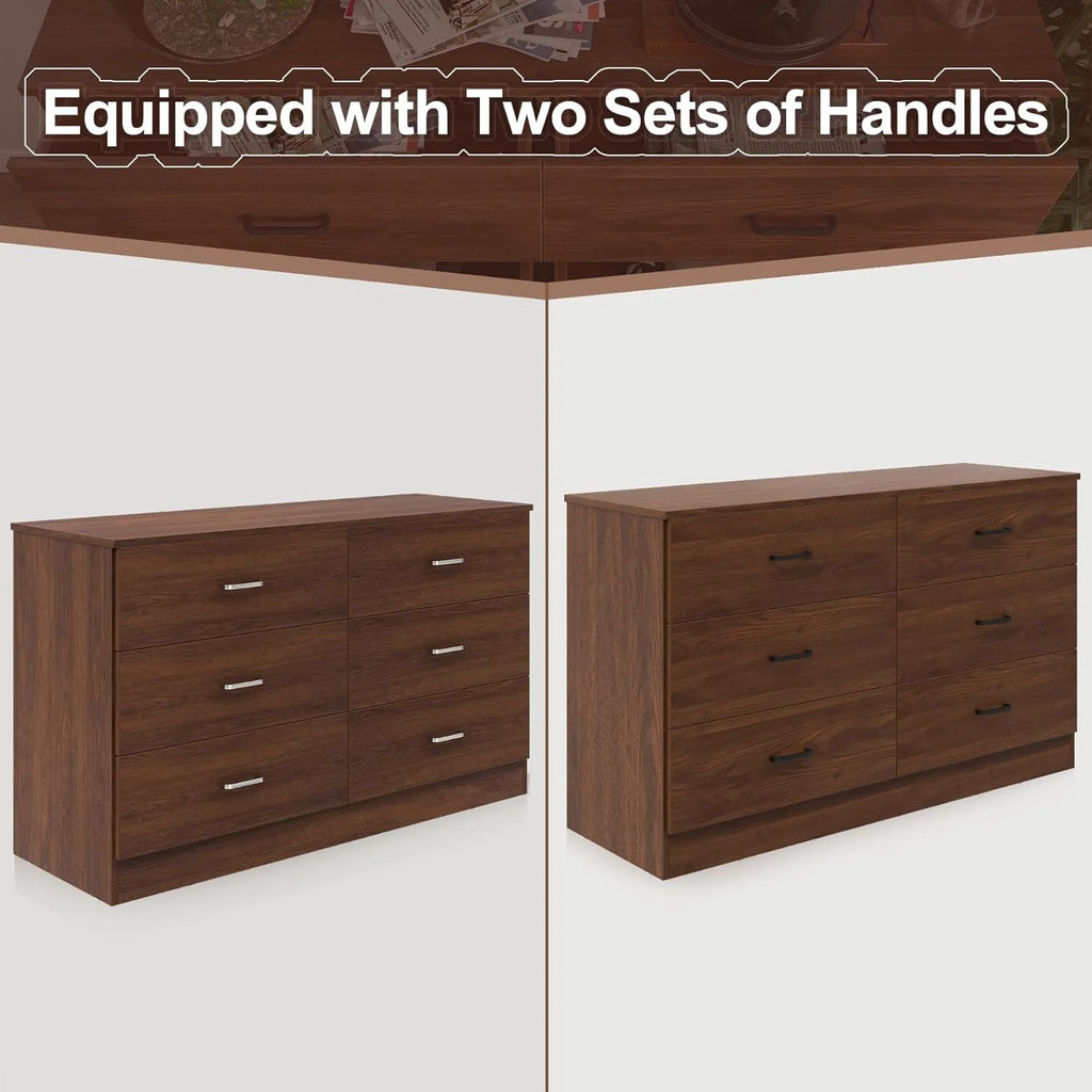 White 6 Drawer Wood Double Dresser P15728