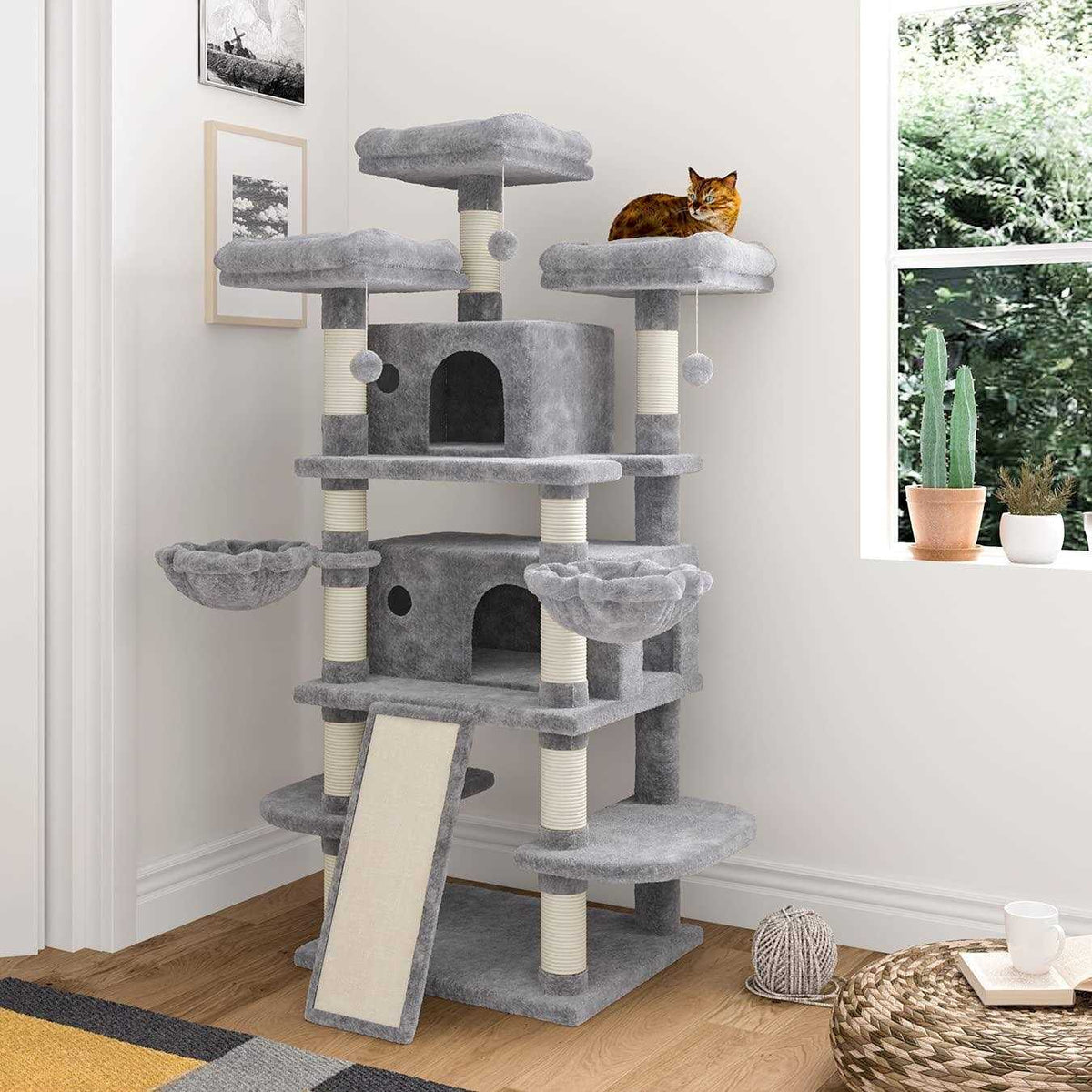 68 Inches Multi-Level Cat Tree with Cat Condo F991