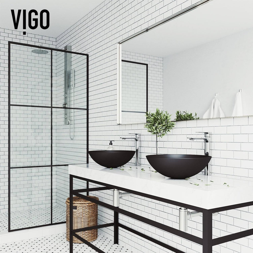 15 inch Vessel Bathroom Sink and Vessel Faucet Set in Chrome with Pop-Up Drain E8301