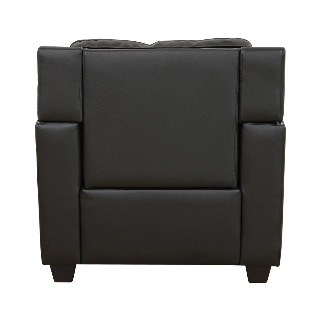 Black Leather Upholstered Accent Chair with Nailhead Trim K420
