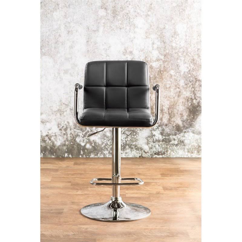 Black Leather Adjustable Bar Stool D291