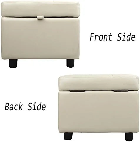 Black Tufted Leather Flip Top Ottoman Y8322