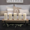Rustic Wood Candle Runner with Metal Stand M40813